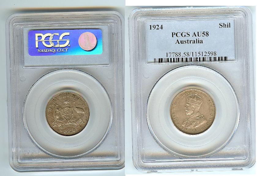 Australian Shilling 1924 PCGS AU58